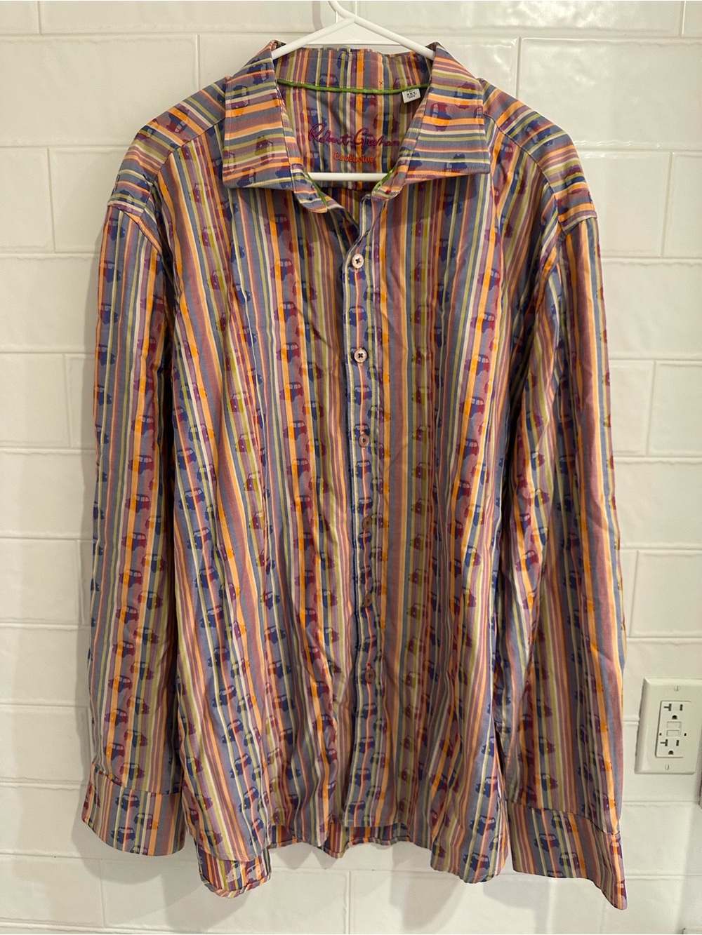 Robert Graham Floral Button-Up Shirt Mens 3XL Vibrant Exclusive Colorful Cars